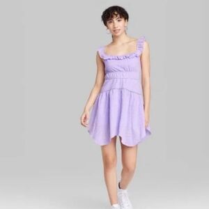 NWT Wild Fable medium purple mini dress ruffle tiered lilac dainty feminine